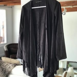 Zara Black Suede Fringe Jacket - Like New!